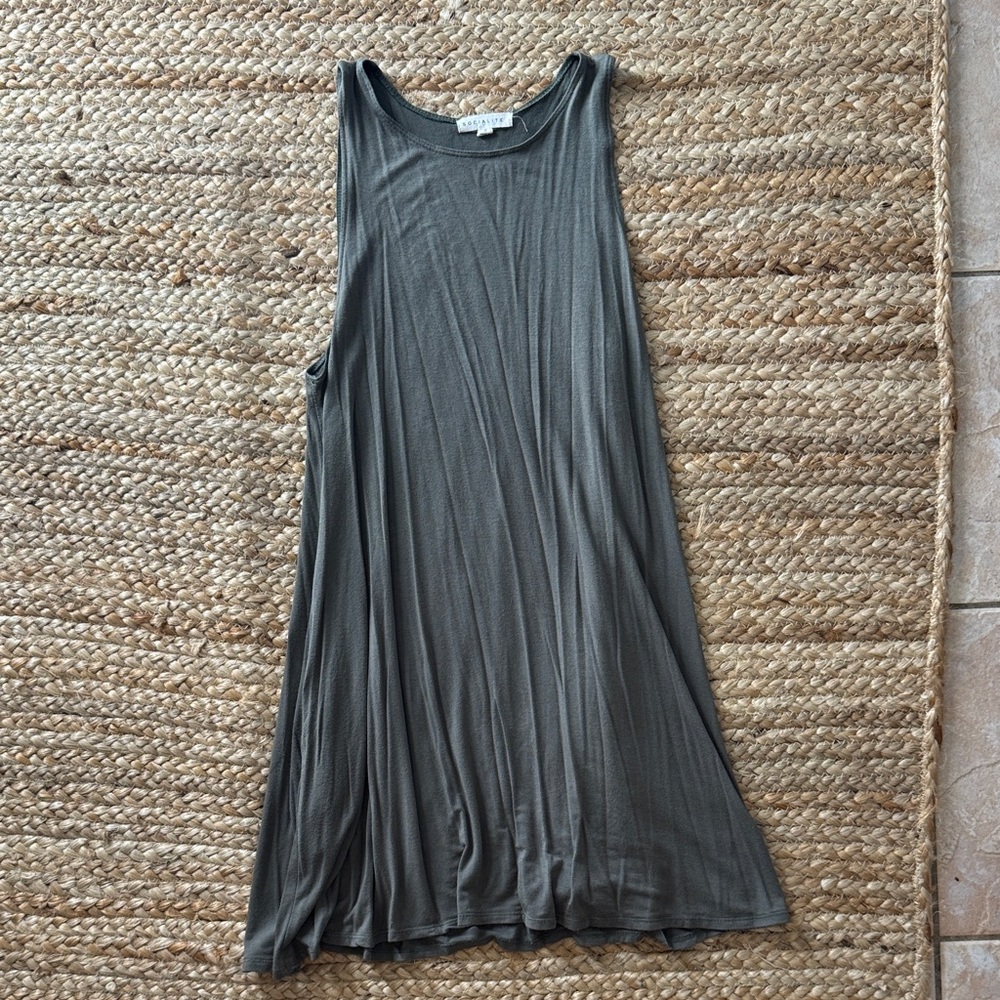 Green WITH POCKETS Sleeveless Dress